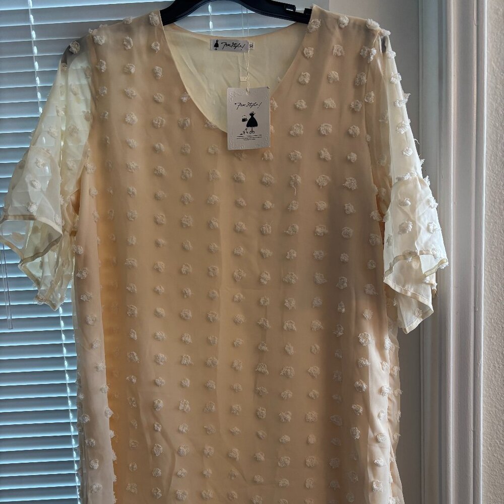 Free Style Boho Swiss Dot Ruffle Sleeve Top work how DRESS size XL Trending